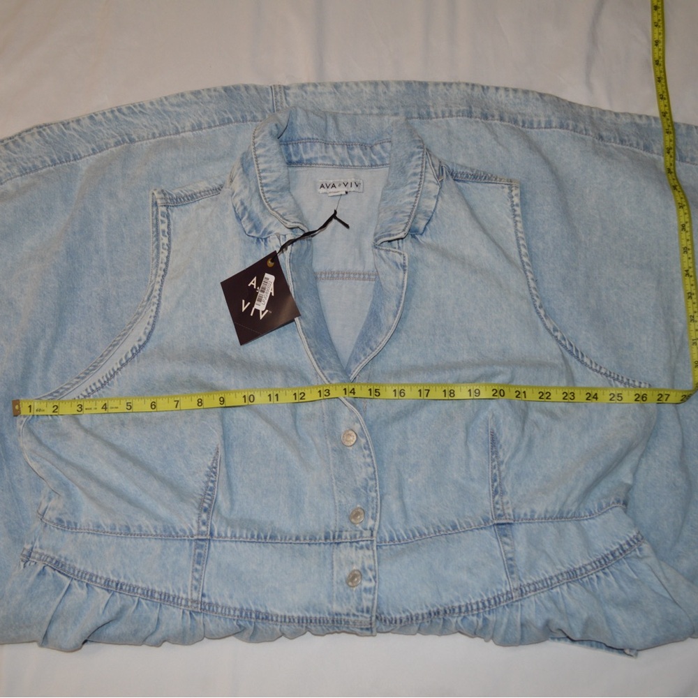 Ava & Viv Denim Midi A-Line Button Down Dress - 24 - Picture 7 of 9